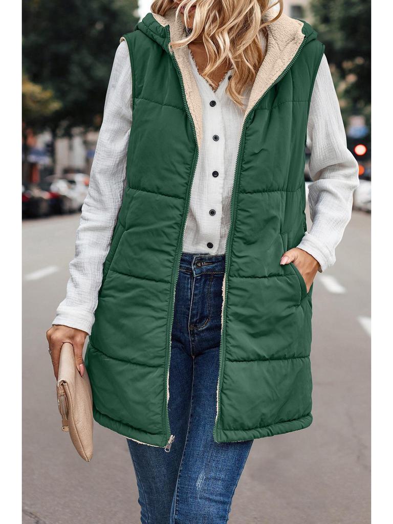 Available 2023: Solid Color Hooded Cotton Vest - Double-Sided, Slim Fit, Seven Colors, Eight Sizes, Winter Vest.