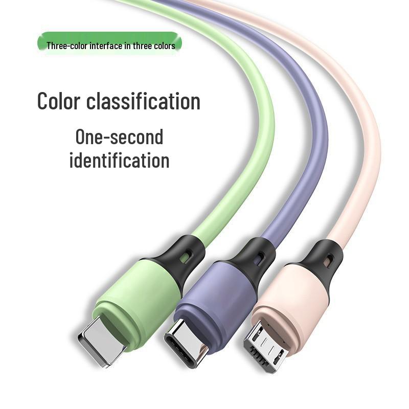 1.2M Multi-Device Liquid Silicone Charging Cable: Compatible with Apple, Android, and TYPE-C.