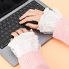 1pair Ruffled Wrist Cuffs White Color False Sleeves for Teens Jackets Decor