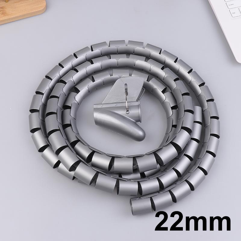 2m Cable Organizer Flexible Spiral Cable Wire Protector Computer Cord Protective Tube Clip Organizer Management Tools 16/10mm