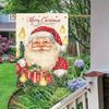 1pc, Christmas Pine Branch Santa Clausdouble-sided Garden Flag Yard Decoration, Outdoor Decoration, Lawn Decoration, Flag Only
