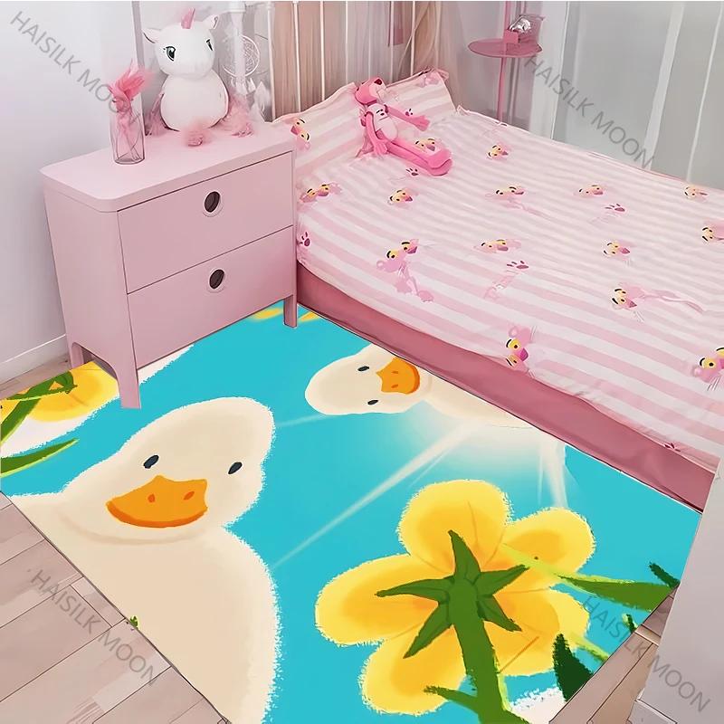 Interesting Duck 3D HD Cartoon Area Carpet,Rug for Living Room Bedroom Office Sofa Kitchen Doormat Decor,Kids Non-slip Floor Mat