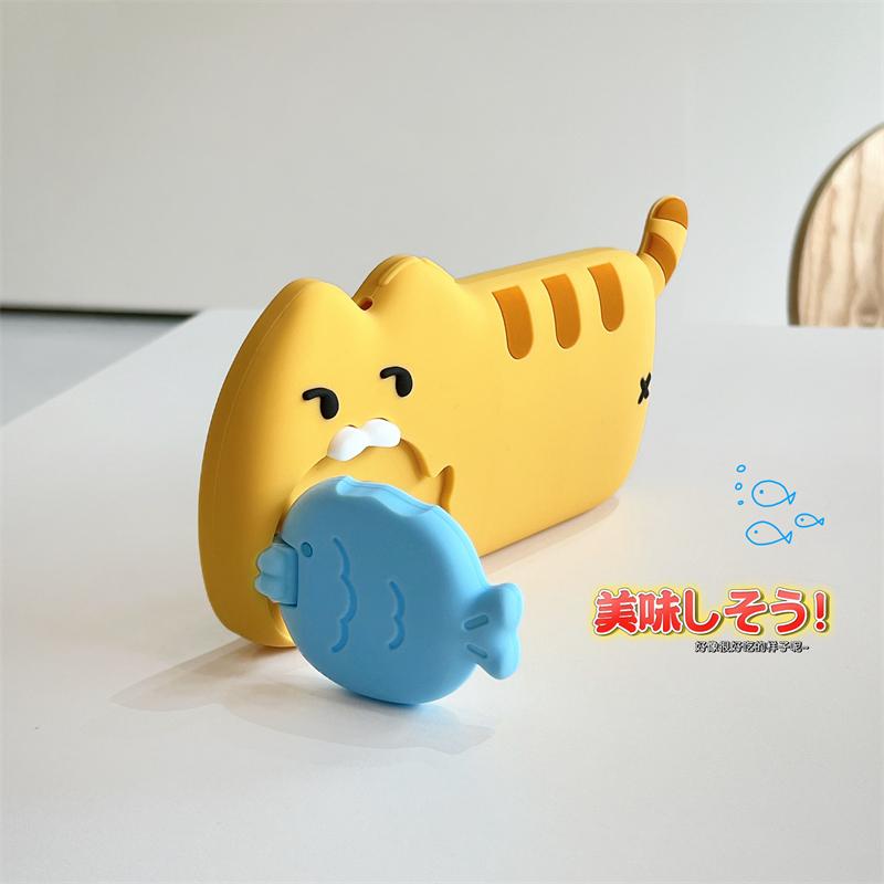 

3D Милый Кот Ест Рыбу Силиконовый Чехол для Телефона Для iPhone 17ProMax 17 16 15 14 13 12 Pro Max Забавный Мультяшный Чехол с Защитой Камеры iPhone 14