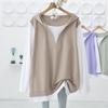 New Spring and Autumn Oversized Patchwork Loose Mid Length Casual Long Sleeved Hooded Fake Two-piece Hoodie for Women