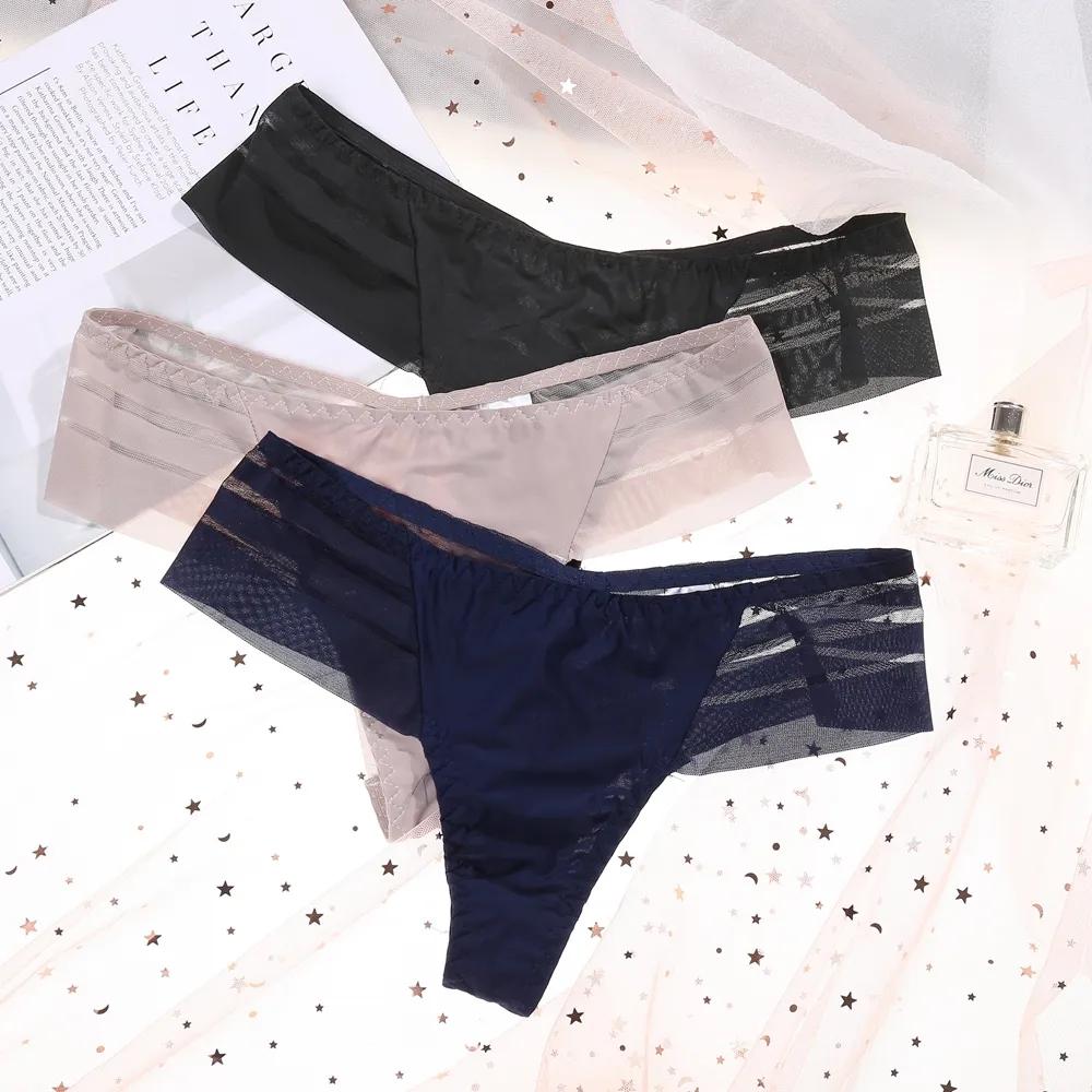 FINETOO Dameblonder Truser Sexy Undertøy Gjennomsiktige Erotiske Underbukser Sømløse Thong G-streng Tanga Lingeri