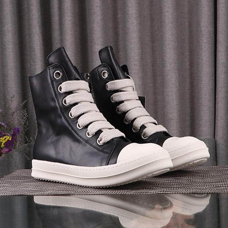 Herr Casual Skor Mode Herr Sneakers Snörskor för Man Streetwear Extra Långa Skosnören Svarta Enfärgade Sneakers