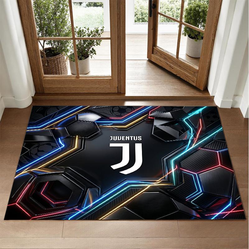 Juventus FC Design Crystal Velvet Rug Soft Decorative Mat for Bedroom Entrance