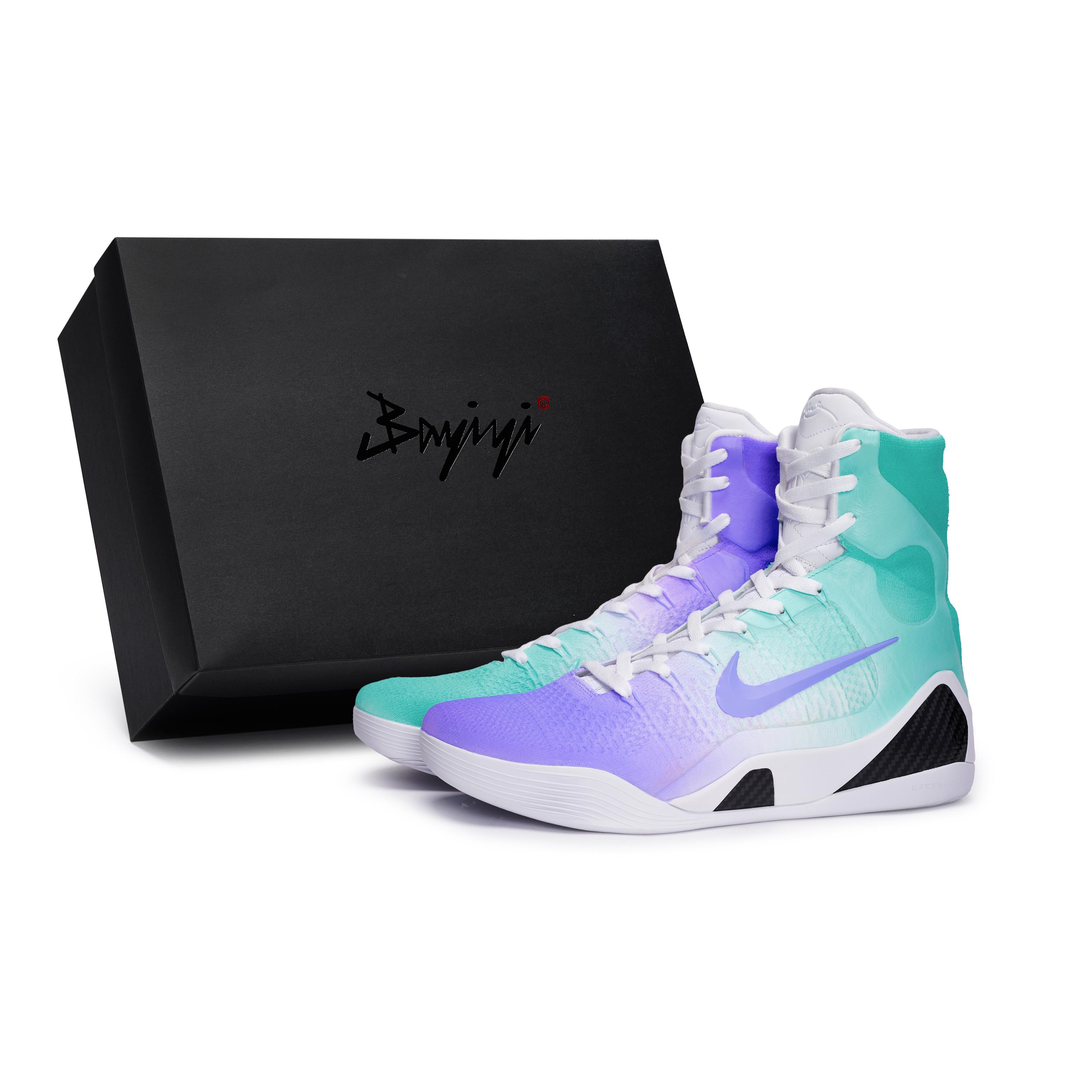 

Nike Kobe 9 Slip Resistant High top Basketball Shoes Unisex White Black Green Purple FZ7335-100(Team80-S-BOX) 45
