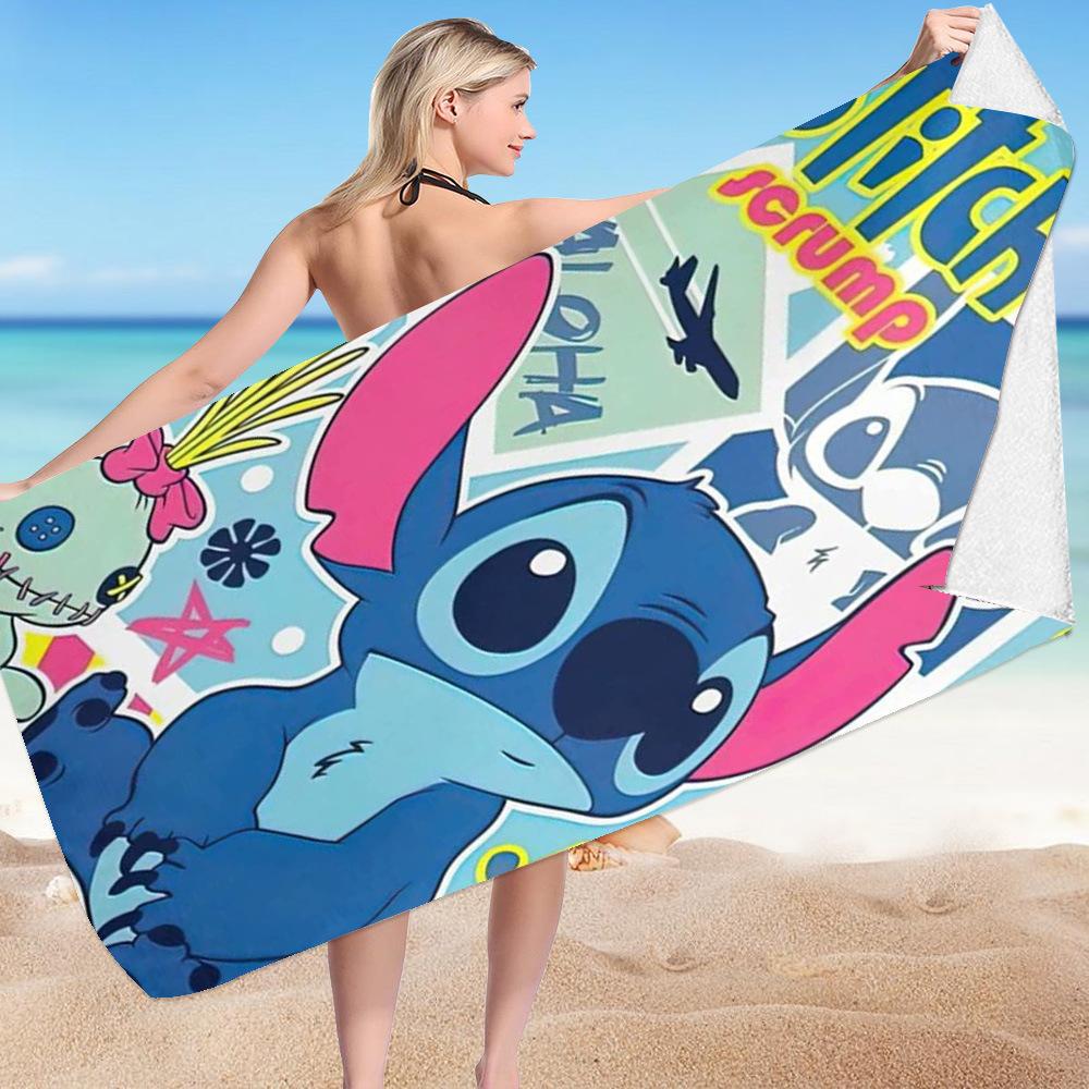 Stitch Zai Animation Beach Towel Microfiber Double-Sided Fleece Beach Towel Bath Towel Variety Square Towel Beach Towel