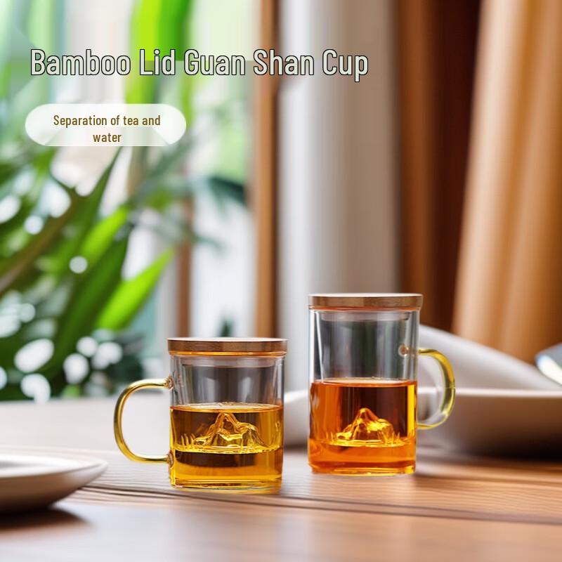 

Zhenqi Glass Tea Cup with Bamboo Lid and Infuser
