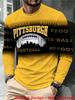 Men's T-shirt with Pittsburgh Skyline and Football Graphics, Perfect for Sports Fans and Everyday Casual Wear