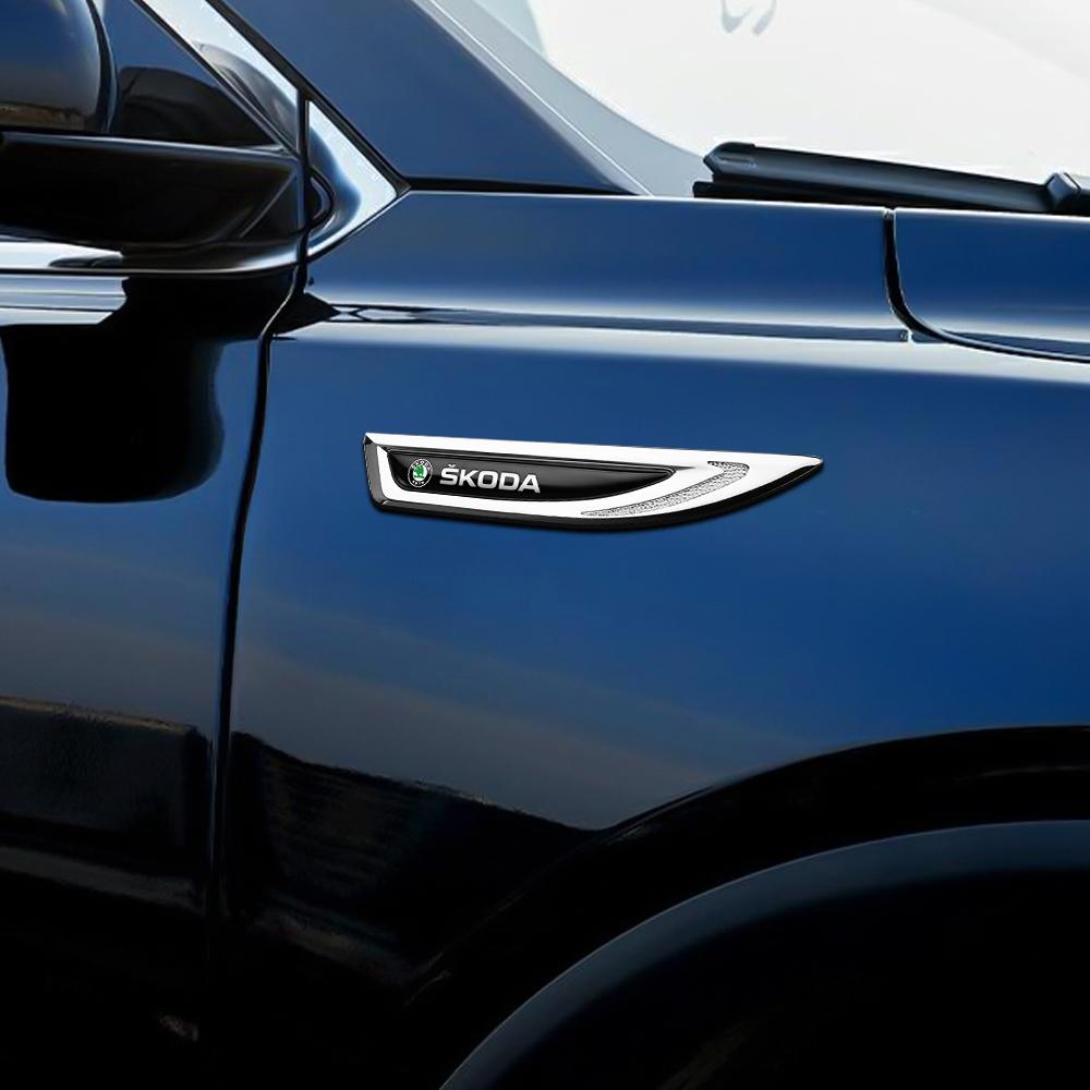 2 Stück Auto Styling Seitenkotflügel Karosserie Emblem Aufkleber Messer Abzeichen Dekoration für Skoda Yeti Fabia Octavia 3 2 A5 Kodiaq Karoq Rapid usbn43