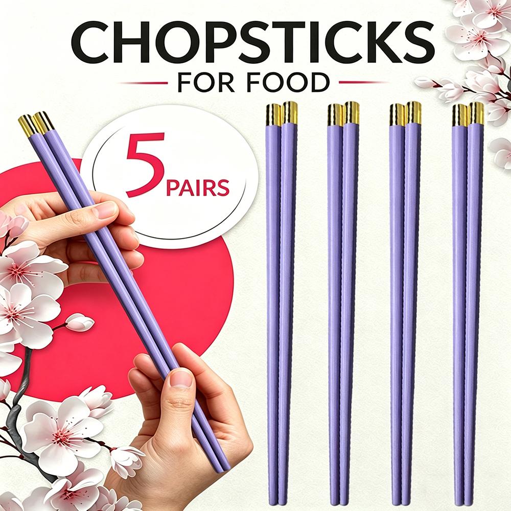 5 paia di bacchette giapponesi antiscivolo di alta qualità coreano home hotel ristorante portatile cibo sano bastone per bacchette di sushi