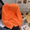 Real Shot Lazy Wind Orange Sweater Women's Autumn and Winter High-end Sense Loose Soft Waxy Knitted Sweater Top