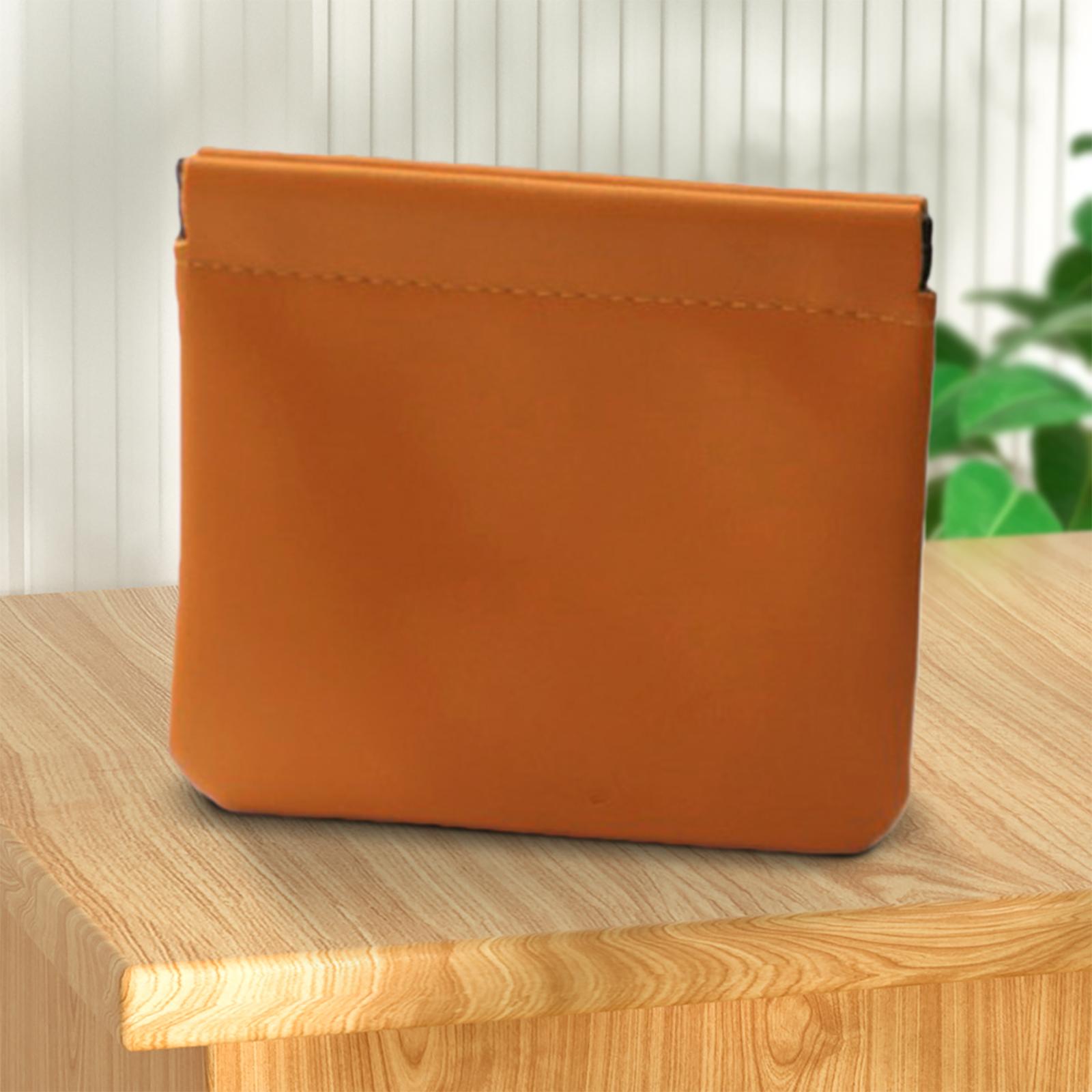 

4Pcs PU Leather Automatic Closure Pouch Waterproof Portable Makeup Clutch Solid Color Key/Lipstick/Data Cable Storage Bag коричневый