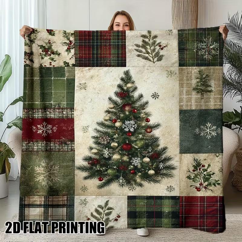 Ultra-Soft Flannel Throw Blanket Featuring a Christmas Reindeer Forest Print -Blanket Suitable for Beds Couches Chairs, Offices