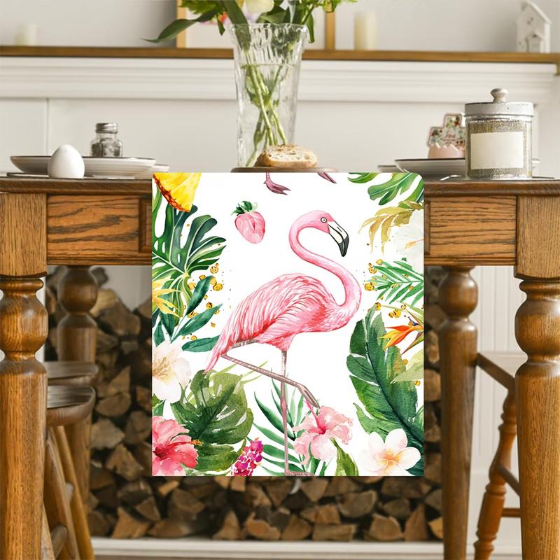 Summer Hawaiian Floral Table Runner Flamingo Birthday Party Decor Kids Aloha Hawaii Tropical Party Supplies Dining Table Decor
