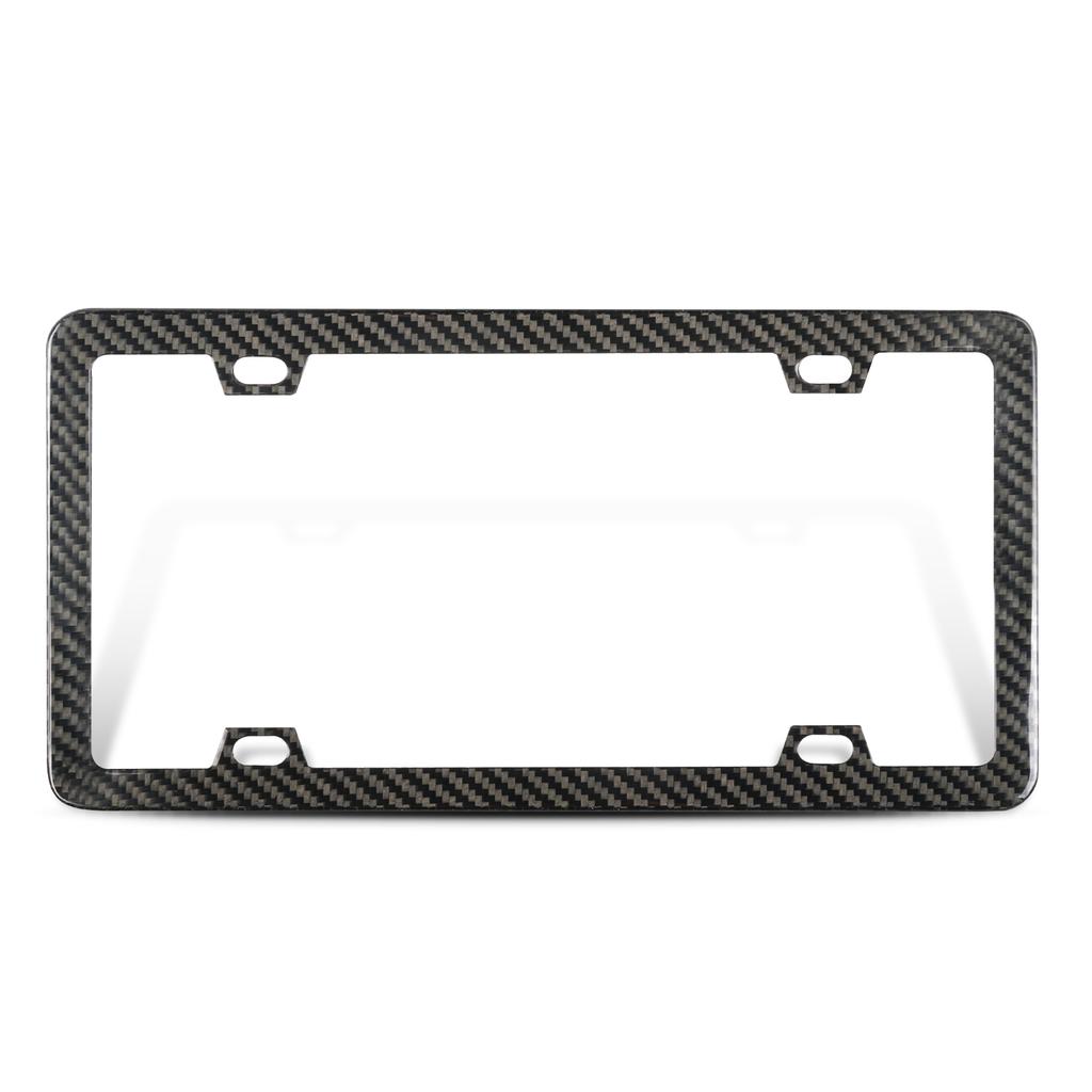 100% Real Black Carbon Fiber License Plate Frame Silm 4 Holes With Screws Caps Complies With US Canadian Mexico Standards License Plate Covers Frames