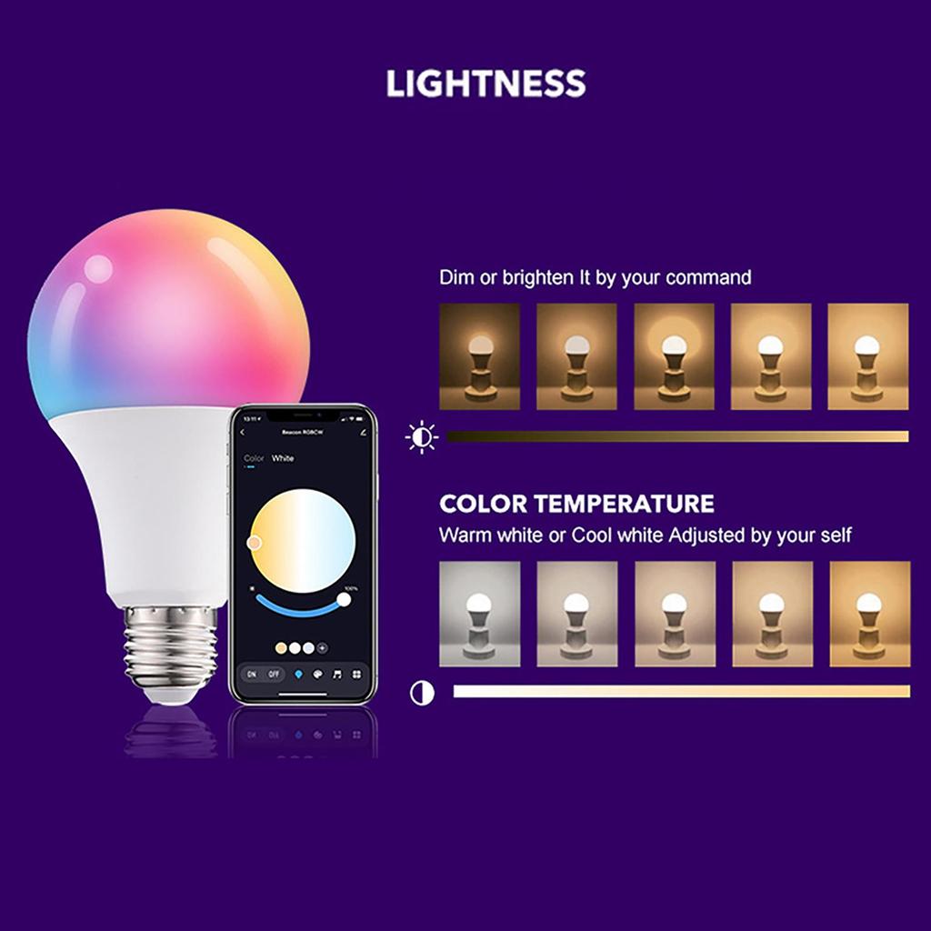 A60 10W 1pc /2pcs/4pcs Smart Light Bulbs Remote Control Music Sync WiFi Light Bulbs Household Lighting Lamp For Home Party