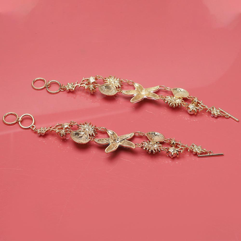 Zinc Zinc Alloy Rhinestone Pearl Bohemian Shell Necklace Sea Series Starfish Beach Bracelet  Vacation