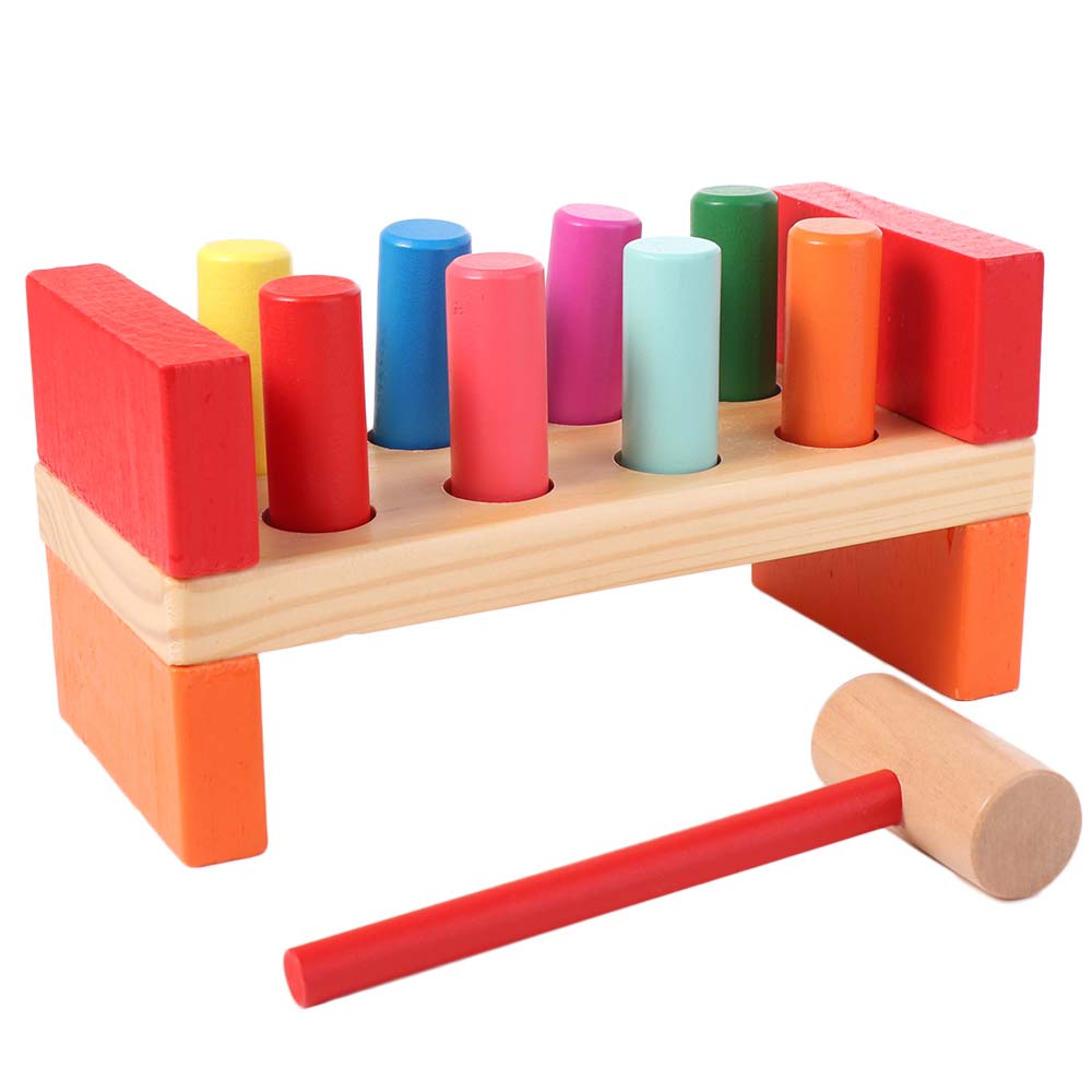 Color Cognition Montessori Toy Sensory Game Early Education Toy Wooden Hammer Toy  Toddlers Baby