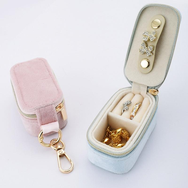 Stilvoller Schmuckhalter mit Schlüsselanhänger Miniatur-Schmuck-Reisebeutel mit Schlüsselanhänger Zubehör für Ringe und Ohrringe