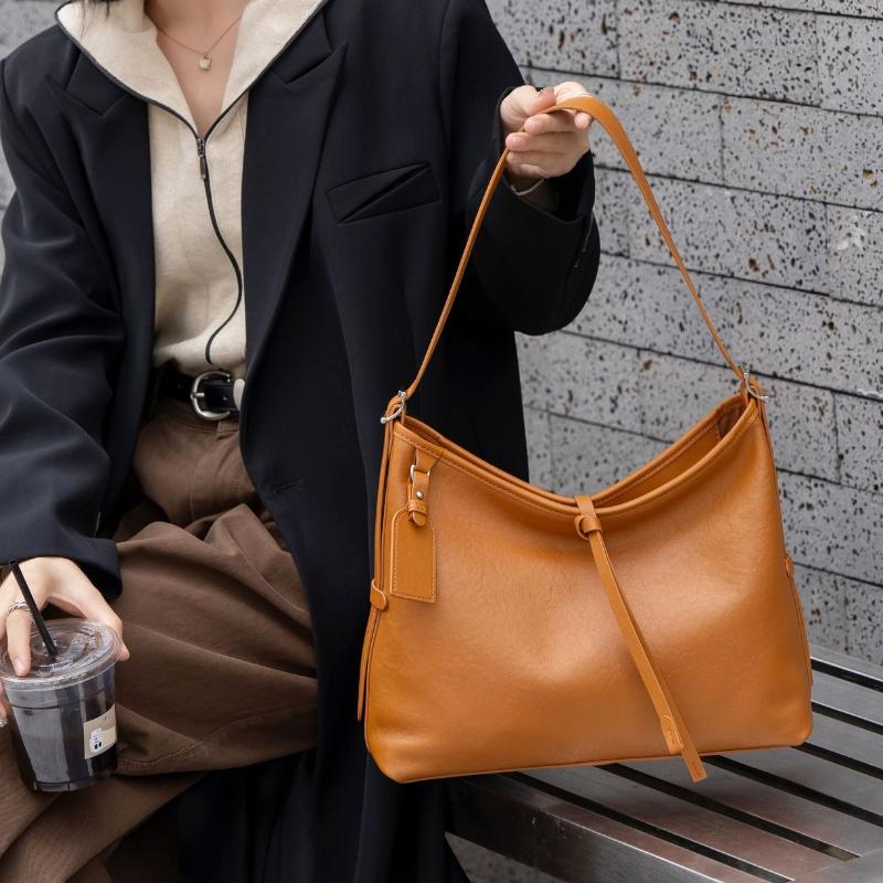 Women's Genuine Leather Handbag Spacious Vintage Shoulder Bag for Women Soft Leather Minimalist Fashi Commuter Crossbody Bag