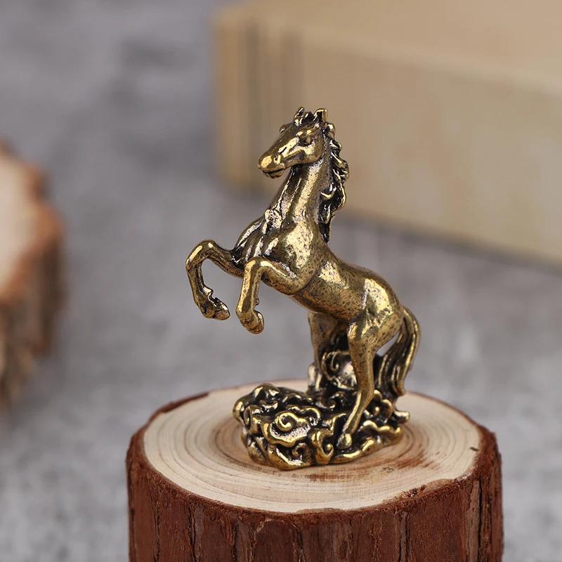 Bronze Horse Sculpture Metal Craft Chinese Zodiac Desktop Decoration Living Room Tea Table Home Decorations
