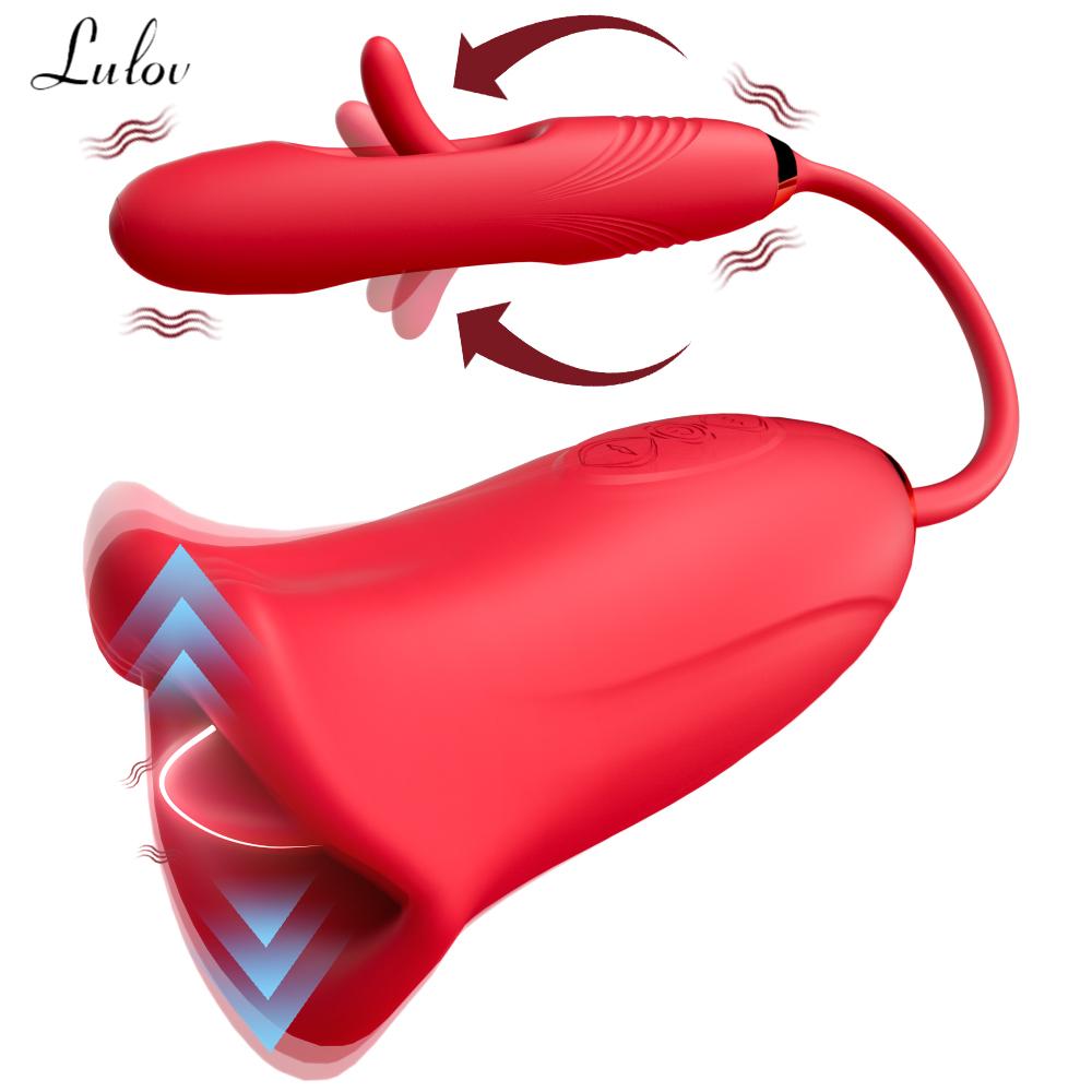 Touchhoney Patting Vibrator for kvinner med tunge slikker brystvorten Oral Suger Klitoris Stimulator G Spot Voksne Varer Sexleketøy
