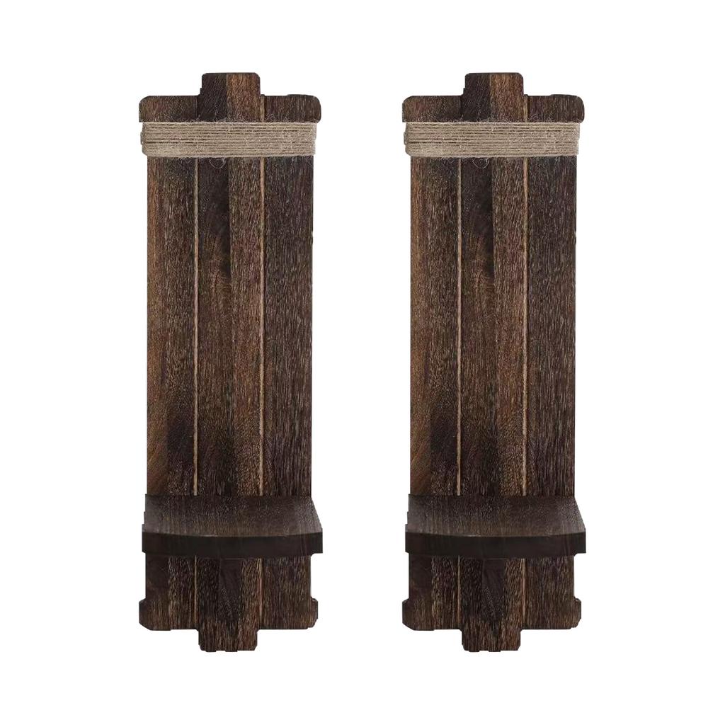 Large Candle Holder Wall Decoration For House, Two Sets Of Rustic Wooden Candle Holders With Floating Shelves For Fireplace Or Living Room