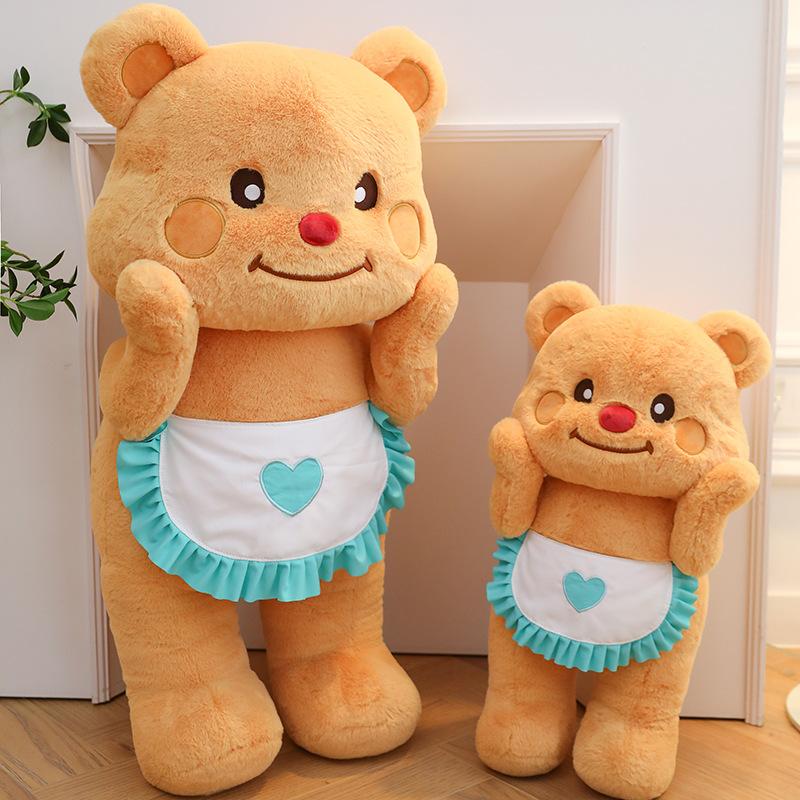 Blue Heart Apron Brown Bear Plush Toys Dolls Pillow Children Gifts Birthday