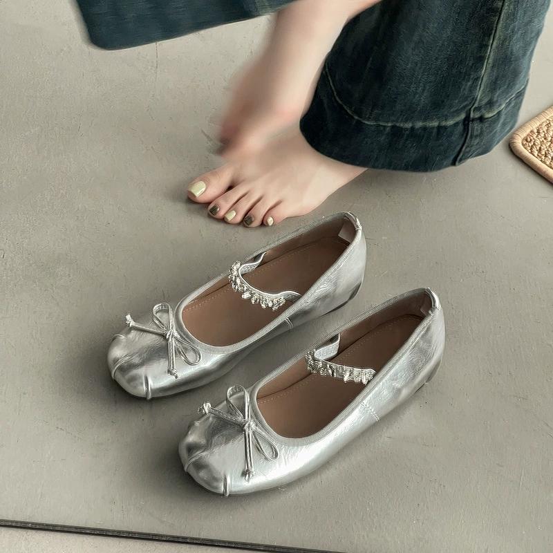 Fashion Women Mary Jane Shoes Flats for Women Fashion Autumn Style Butterfly-knot Crystal Shallow Single Shoes zapatillas de mujer