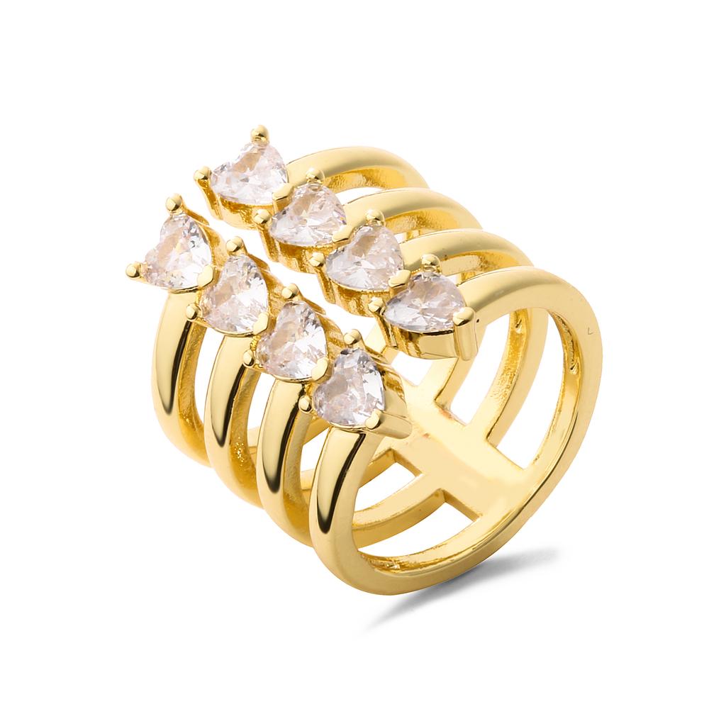 HECHENG,Ring For Women Zircon Star Love Heart Geometric Finger Fashion Zircon Gifts Charm Sweet Zircon