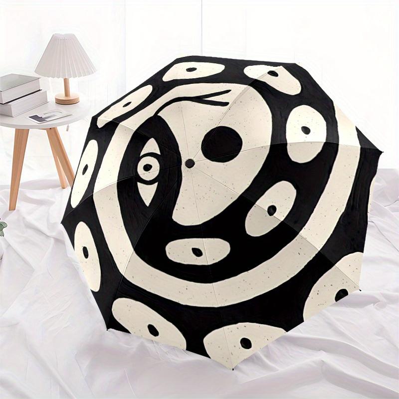 1pc Spiral Patterns Snake Automatic Open/close, Heavy-Duty Iron Frame & 8-Rib structure, Compact Folding Umbrella for Women/Men, All-Season Travel, Ha