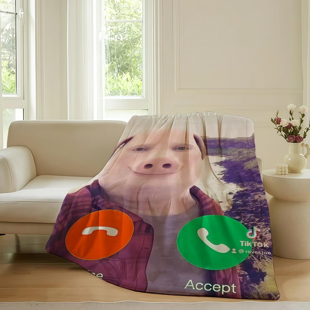 Coperta Stampata Moda John Pork Per Divano Ufficio Letto Aereo Viaggio Dormire Leggere Rilassarsi Campeggio Morbida E Calda