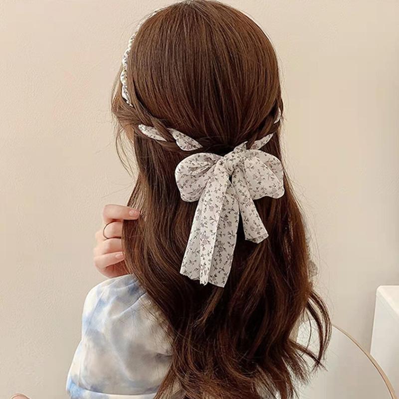 Headband With Lace Silk Scarf Cute Hairband For Girls Korean Hair Accessories Bow Headband