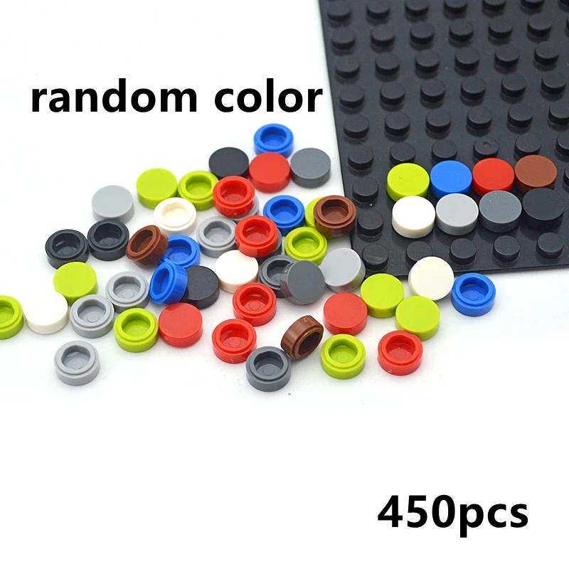 450pcs Smooth Round 1x1 Flat Studs Building Blocks Accessories 98138 Colorful Compatible with MOC Creative Toys