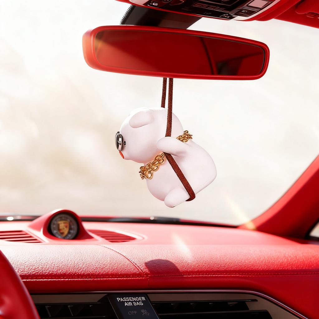Car Pendant Cute Anime Little pig Swing Auto Rearview Mirror Hanging Ornaments Interior Decoration Accessories