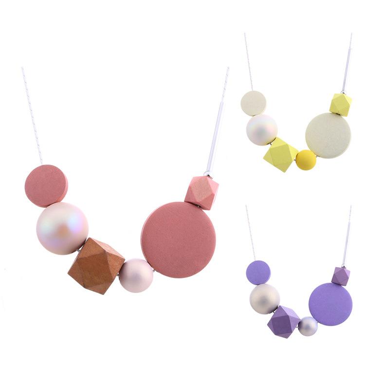 JMXD-Candy Wood Bead Pendant Necklace Women's Pearl Necklace Fashion Fashion Jewelry, Accessories