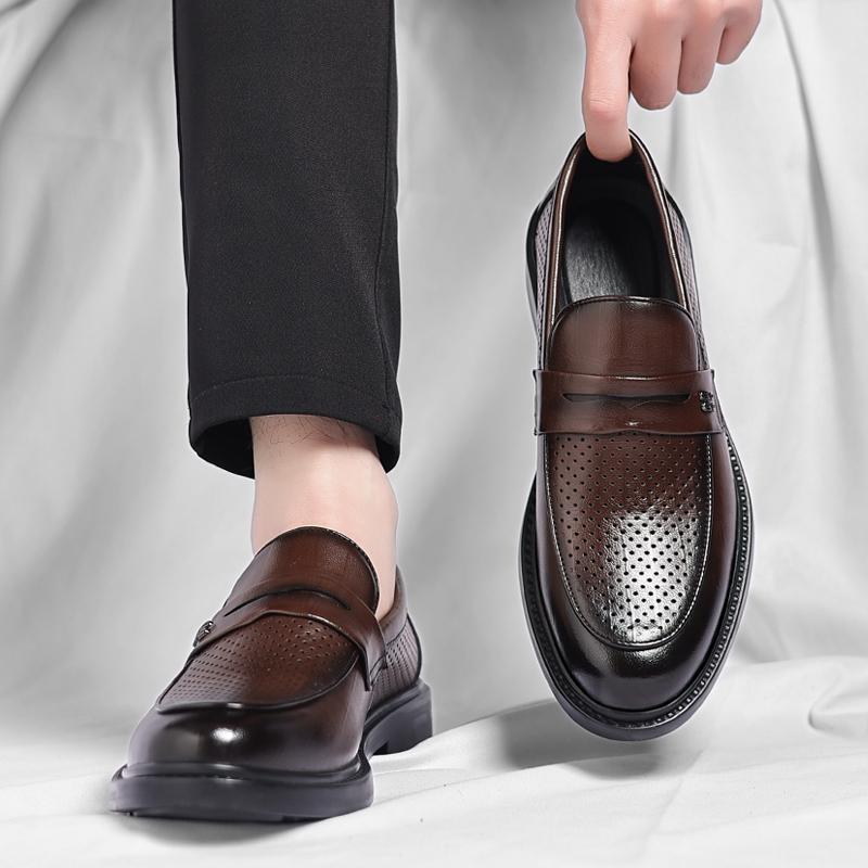 Fashion Mens All-match Loafers Slip-on Office Formal Shoes Male Wedding Party Flats Casual Outdoor Footwear 2024 New Leather Mens Shoes