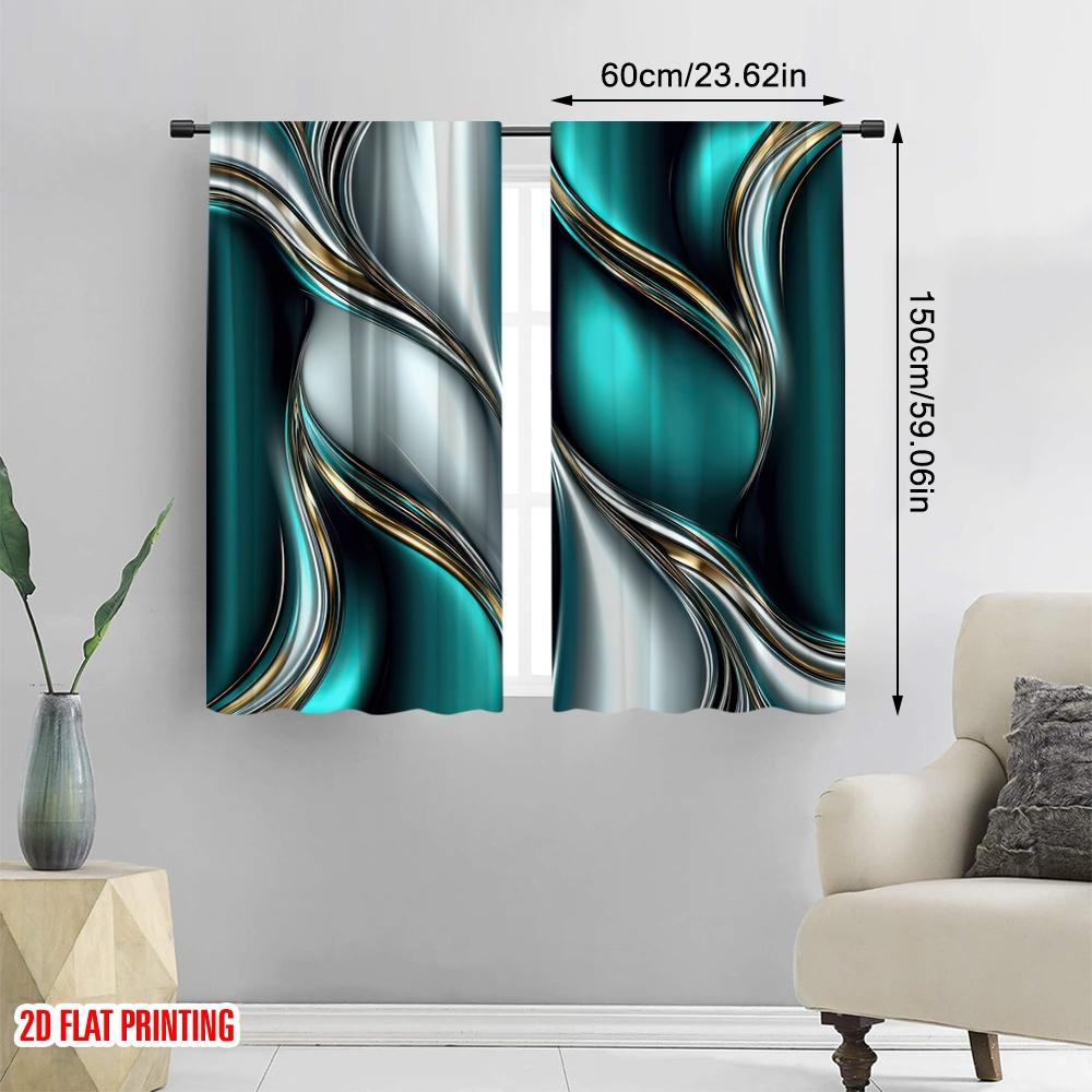 2 Stück 2D-Flachdruck Elegante Moderne Dunkelgrün Grau Druck Vorhänge Spezielles Design Für Wohnzimmer Schlafzimmer Und Arbeitszimmer Maschine