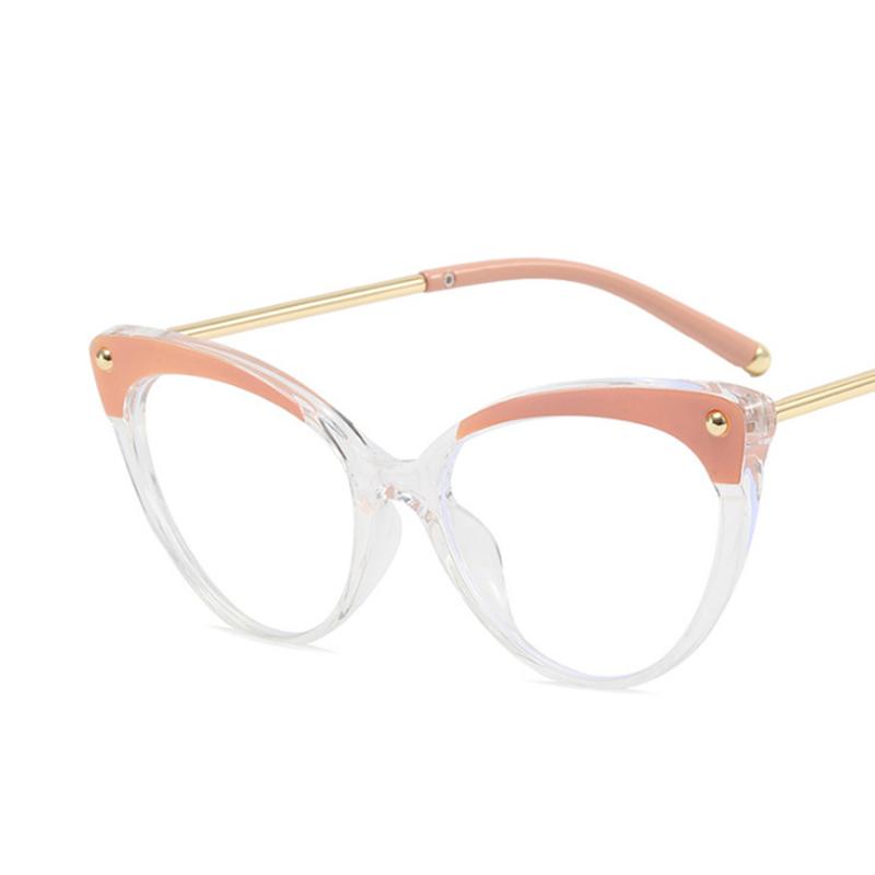 

Очки с оправой «кошачий глаз» с заклепками, прозрачные линзы, простые очки для близорукости, очки для ботаников, диоптрии от -0.5 -1.0 -2.0 -3.0 -4.0 до -6.0 No degree 0