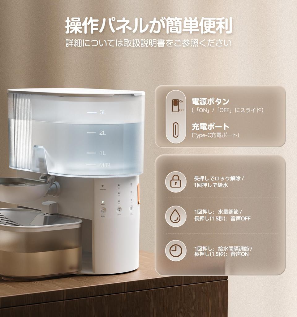 FEELNEEDY Cordless Cat Water Fountain with Separated Wastewater No Filter Wireless Cat Water Automatic Pet Easy To Stainless Steel 180 Days of White