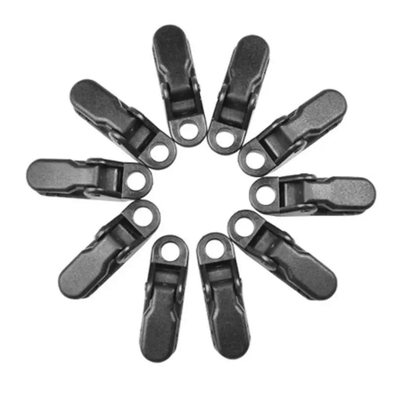 

10 Pcs Tent Pull Point Clip Outdoor Camping Alligator Hook Buckle for The Crocodile чёрный