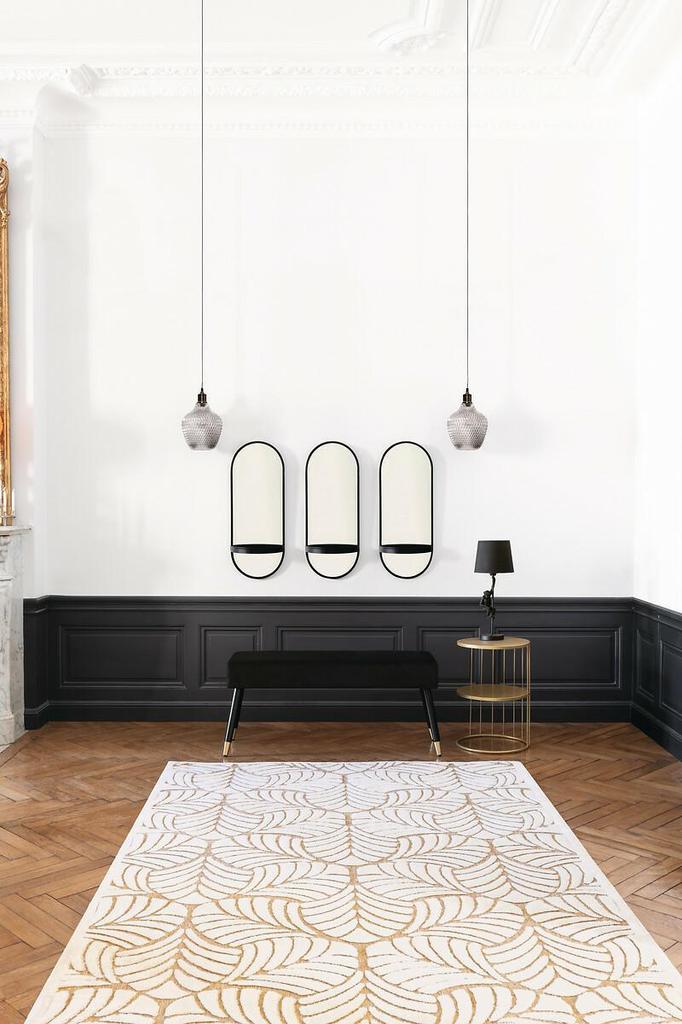 Kobu runder Tisch 52cm goldfarbenes Metall mit Ablagen