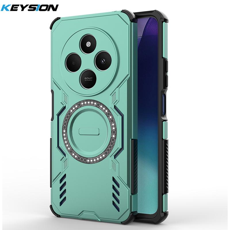 KEYSION Hollow Heat Dissipation Case for Redmi 14C Soft Silicone+PC Magnetic Cooling Shockproof Phone Cover for Xiaomi POCO C75