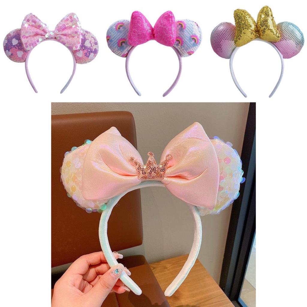 Sparkling Sequin Butterfly Bow Headband For Adults And Children Perfect For Photoshoots And Princess Parties Light Pink