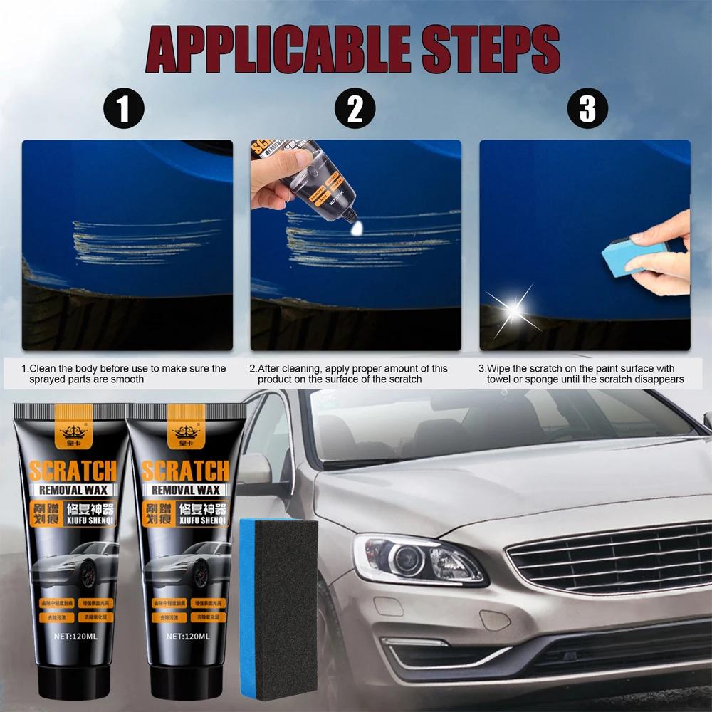 120ml Vosk na opravu škrábanců v autě Artefakt Polish Care Wax se houbičkou Snadno opraví Odstraňovač škrábanců Černá oxidace Nástroje pro péči o lak