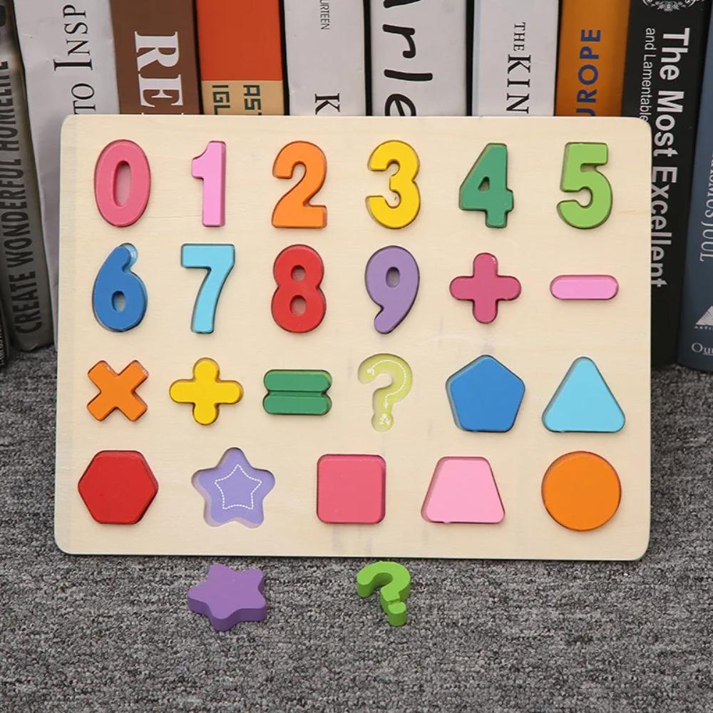 Drevené puzzle pre batoľatá Montessori hračky pre bábätká ABC Abeceda Číslo Tvar Zodpovedajúca dosková hra Predškolská vzdelávacia hračka pre deti 2-4
