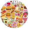 Mini Food Glossy Film Stickers: 50 Cartoon Sheets for Backpack Decoration & Protection